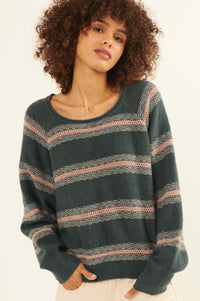 Stroke of Genius Pointelle-Stripe Sweater - ShopPromesa