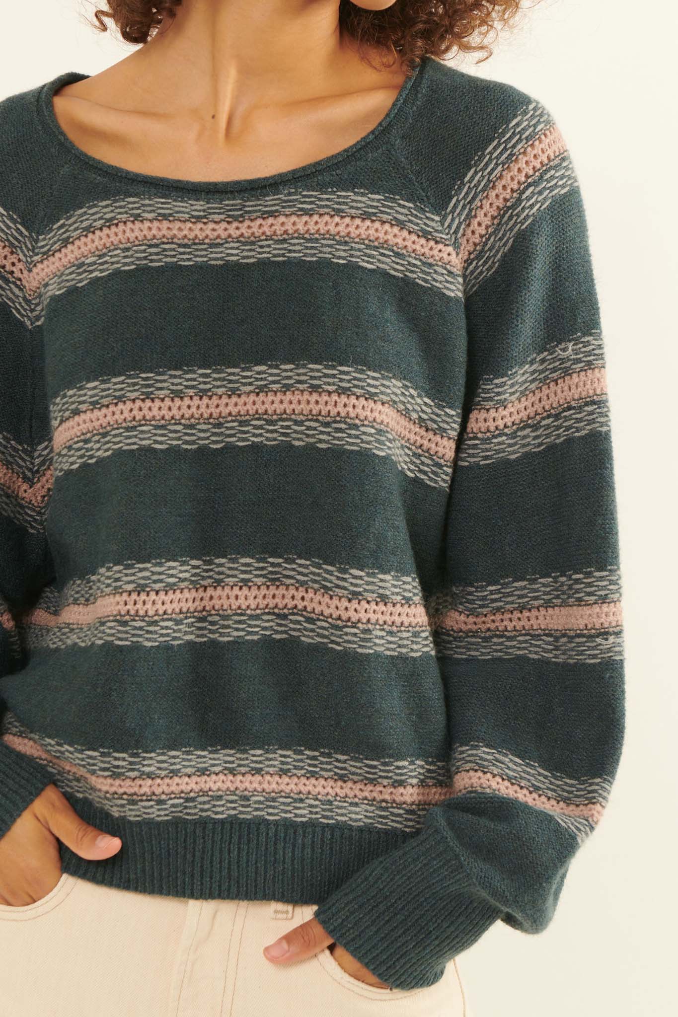 Stroke of Genius Pointelle-Stripe Sweater - ShopPromesa