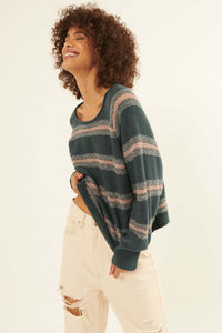 Stroke of Genius Pointelle-Stripe Sweater - ShopPromesa