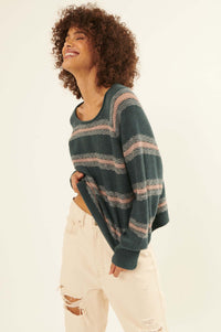 Stroke of Genius Pointelle-Stripe Sweater - ShopPromesa