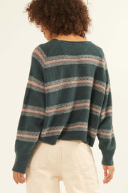 Stroke of Genius Pointelle-Stripe Sweater - ShopPromesa