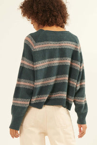 Stroke of Genius Pointelle-Stripe Sweater - ShopPromesa