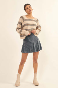 Stroke of Genius Pointelle-Stripe Sweater - ShopPromesa