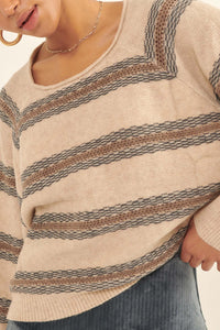 Stroke of Genius Pointelle-Stripe Sweater - ShopPromesa