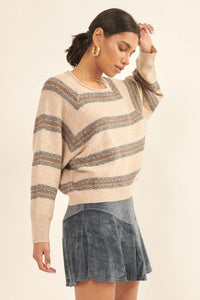 Stroke of Genius Pointelle-Stripe Sweater - ShopPromesa