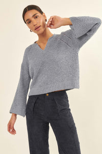 Happy Place Textured Bell-Sleeve Sweater - ShopPromesa