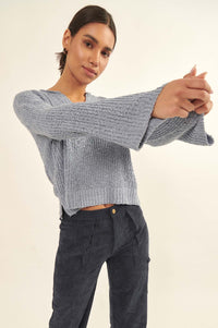 Happy Place Textured Bell-Sleeve Sweater - ShopPromesa