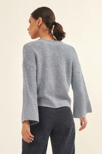 Happy Place Textured Bell-Sleeve Sweater - ShopPromesa