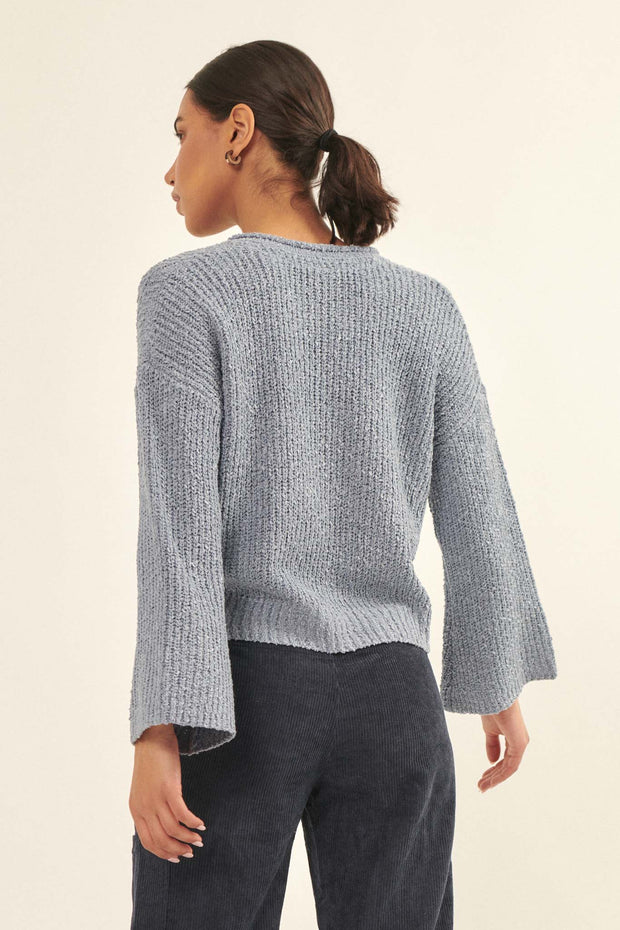 Happy Place Textured Bell-Sleeve Sweater - ShopPromesa