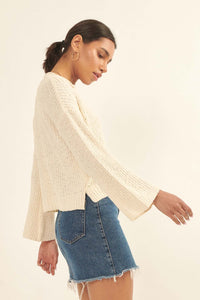 Happy Place Textured Bell-Sleeve Sweater - ShopPromesa