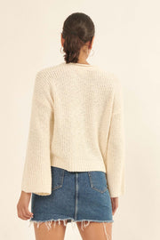 Happy Place Textured Bell-Sleeve Sweater - ShopPromesa