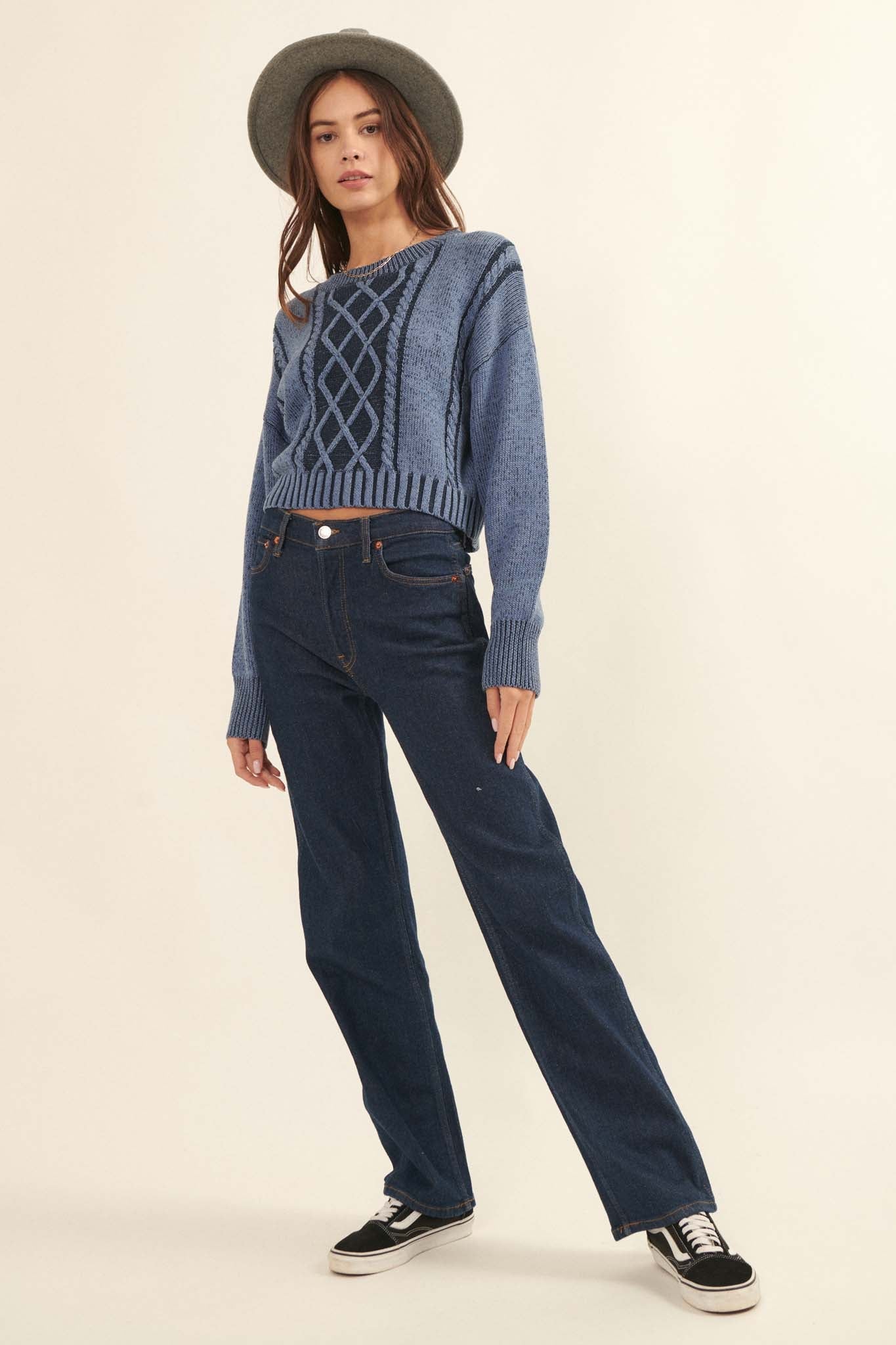 Must Be Destiny Cropped Cable Knit Sweater - ShopPromesa