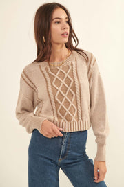 Must Be Destiny Cropped Cable Knit Sweater - ShopPromesa