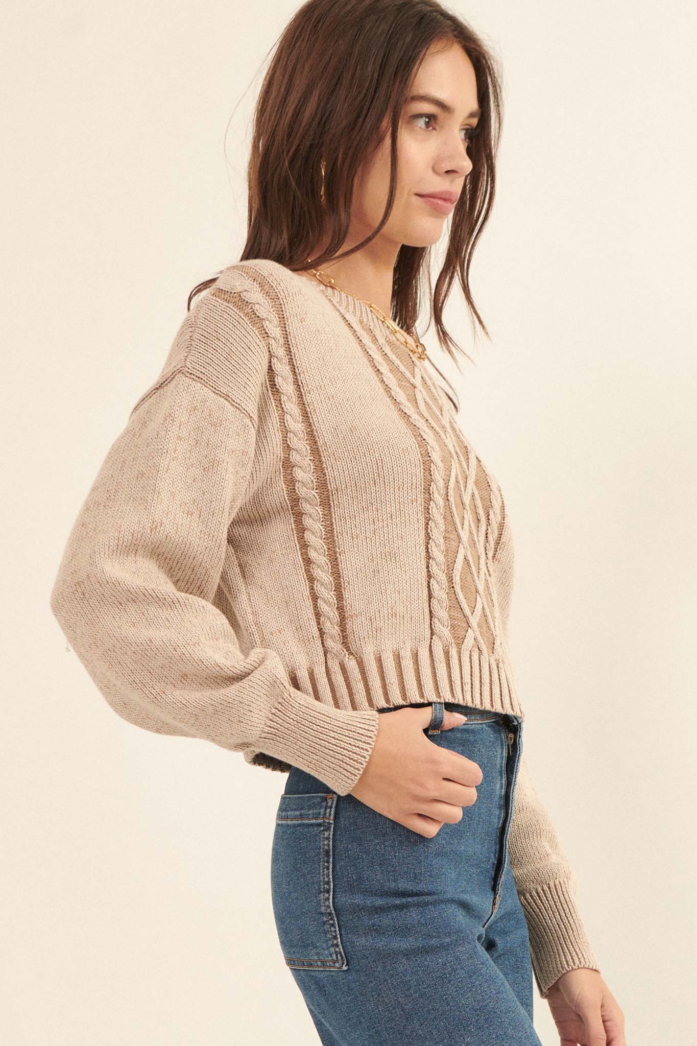 Must Be Destiny Cropped Cable Knit Sweater - ShopPromesa