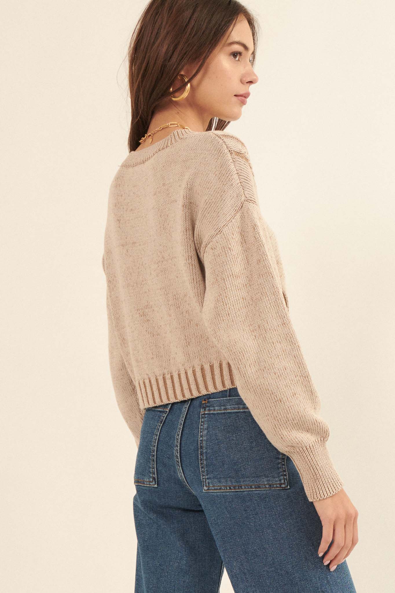 Must Be Destiny Cropped Cable Knit Sweater - ShopPromesa