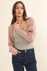 Prima Ballerina Rib-Knit Shrug Cardigan - ShopPromesa