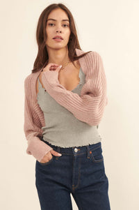 Prima Ballerina Rib-Knit Shrug Cardigan - ShopPromesa