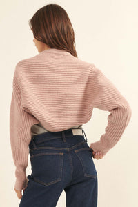 Prima Ballerina Rib-Knit Shrug Cardigan - ShopPromesa