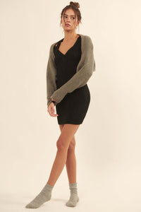 Prima Ballerina Rib-Knit Shrug Cardigan - ShopPromesa