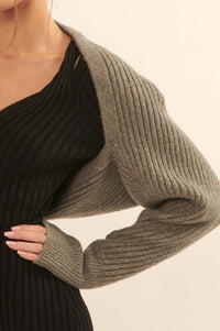 Prima Ballerina Rib-Knit Shrug Cardigan - ShopPromesa