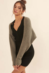 Prima Ballerina Rib-Knit Shrug Cardigan - ShopPromesa