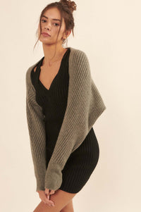 Prima Ballerina Rib-Knit Shrug Cardigan - ShopPromesa