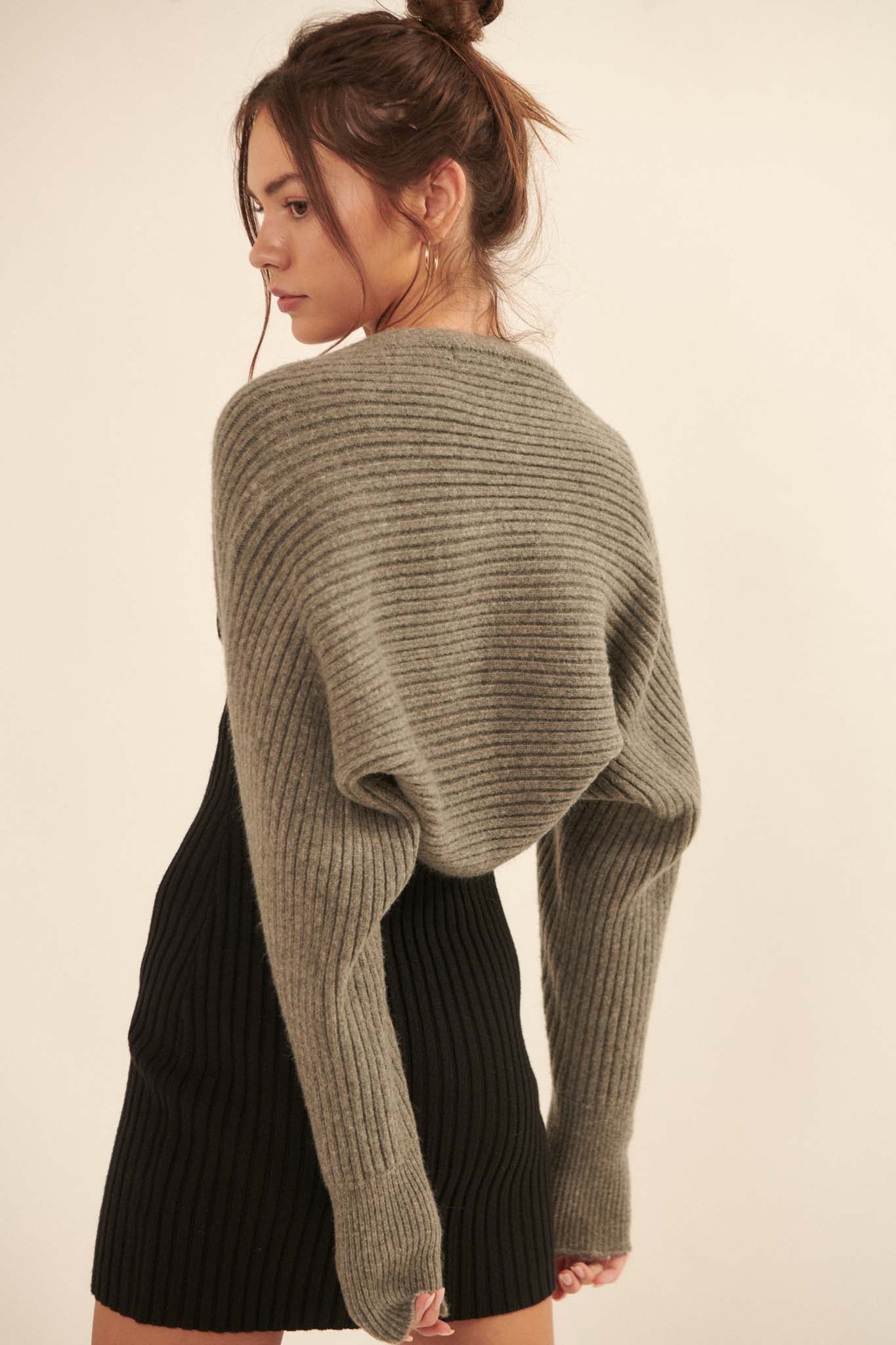 Prima Ballerina Rib-Knit Shrug Cardigan - ShopPromesa