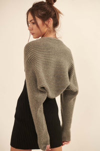 Prima Ballerina Rib-Knit Shrug Cardigan - ShopPromesa