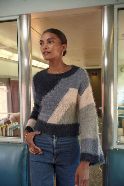 Plush Life Furry Knit Colorblock Sweater - ShopPromesa