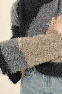 Plush Life Furry Knit Colorblock Sweater - ShopPromesa