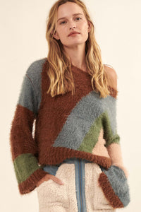 Plush Life Furry Knit Colorblock Sweater - ShopPromesa