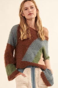 Plush Life Furry Knit Colorblock Sweater - ShopPromesa