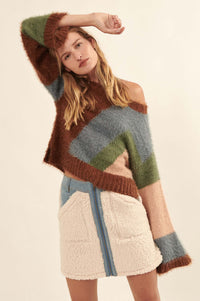 Plush Life Furry Knit Colorblock Sweater - ShopPromesa