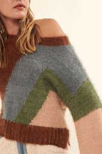 Plush Life Furry Knit Colorblock Sweater - ShopPromesa