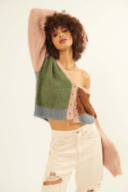 Cozy Heart Furry Knit Colorblock Cardigan - ShopPromesa