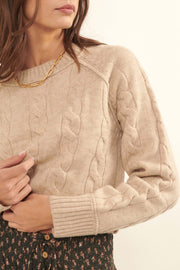 Pretty Twisted Cropped Cable Knit Sweater - ShopPromesa