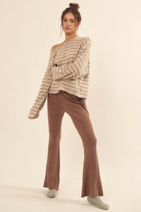 Serene Dreams Tie-Waist Rib-Knit Sweater Pants - ShopPromesa