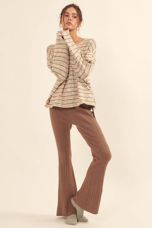 Serene Dreams Tie-Waist Rib-Knit Sweater Pants - ShopPromesa