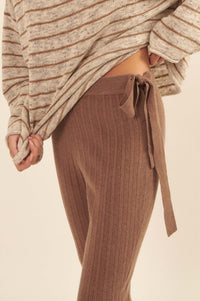 Serene Dreams Tie-Waist Rib-Knit Sweater Pants - ShopPromesa