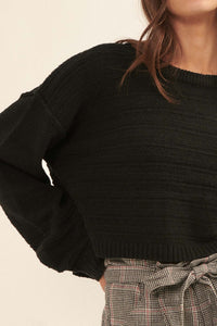 Amazingly You Textured-Stripe Cropped Sweater - ShopPromesa