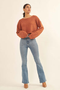 Amazingly You Textured-Stripe Cropped Sweater - ShopPromesa