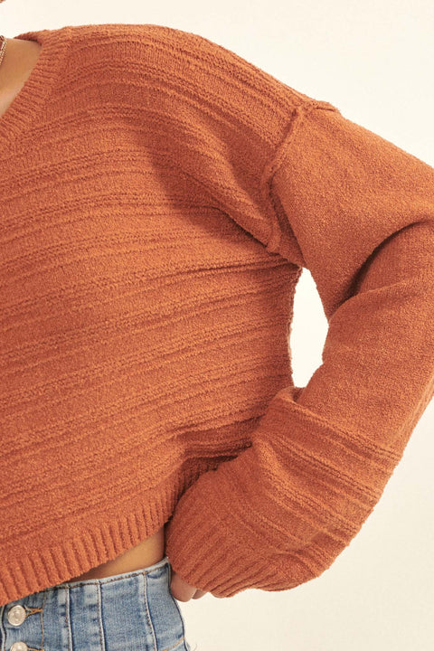 Amazingly You Textured-Stripe Cropped Sweater - ShopPromesa