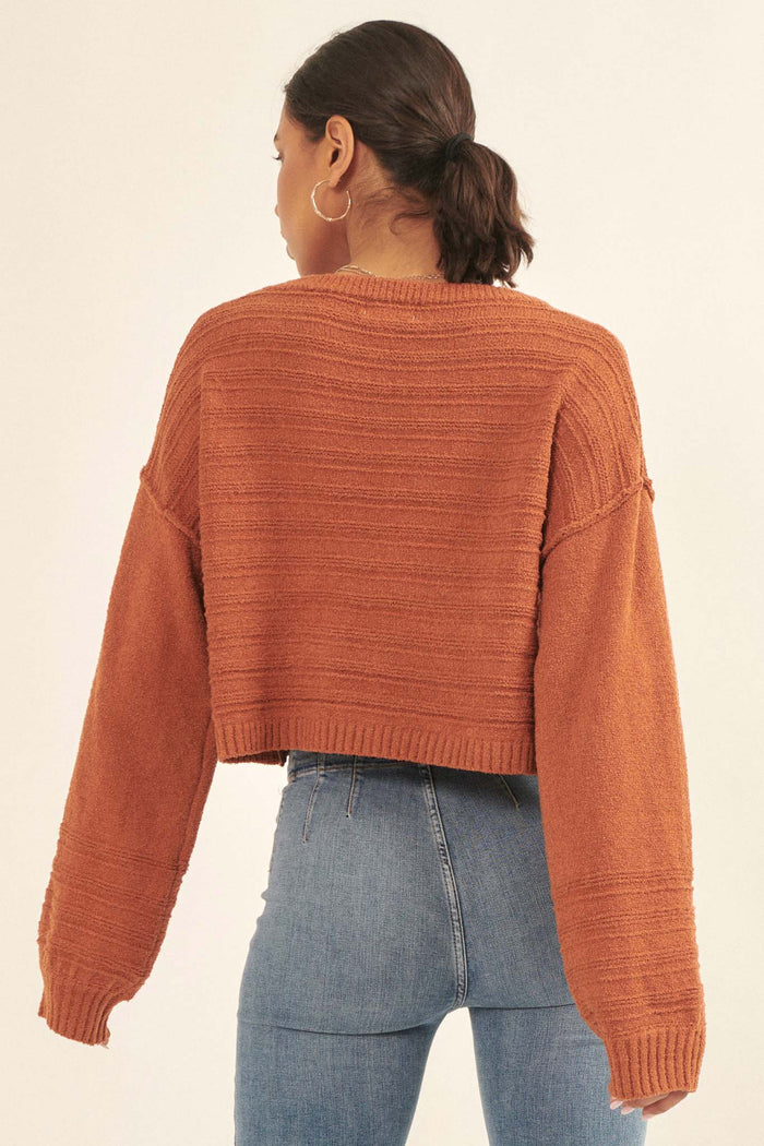 Amazingly You Textured-Stripe Cropped Sweater - ShopPromesa