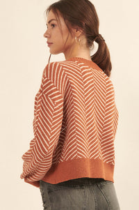 New Direction Herringbone Stripe V-Neck Sweater - ShopPromesa