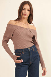 Warm Welcome Rib-Knit Foldover Sweater - ShopPromesa