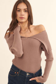 Warm Welcome Rib-Knit Foldover Sweater - ShopPromesa