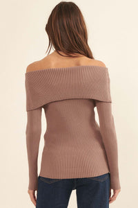 Warm Welcome Rib-Knit Foldover Sweater - ShopPromesa