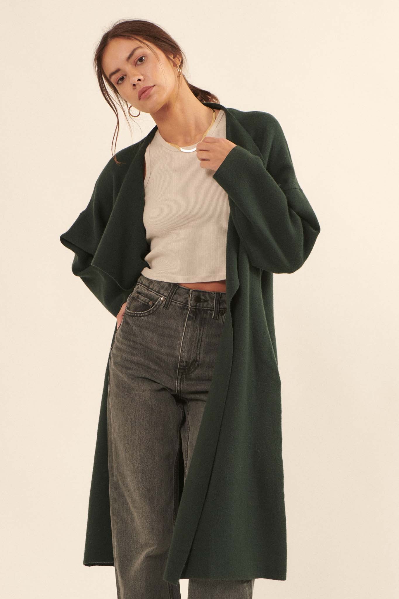 Autumn Leaves Draped Longline Cardigan - ShopPromesa