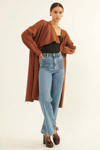 Autumn Leaves Draped Longline Cardigan - ShopPromesa