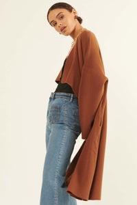 Autumn Leaves Draped Longline Cardigan - ShopPromesa